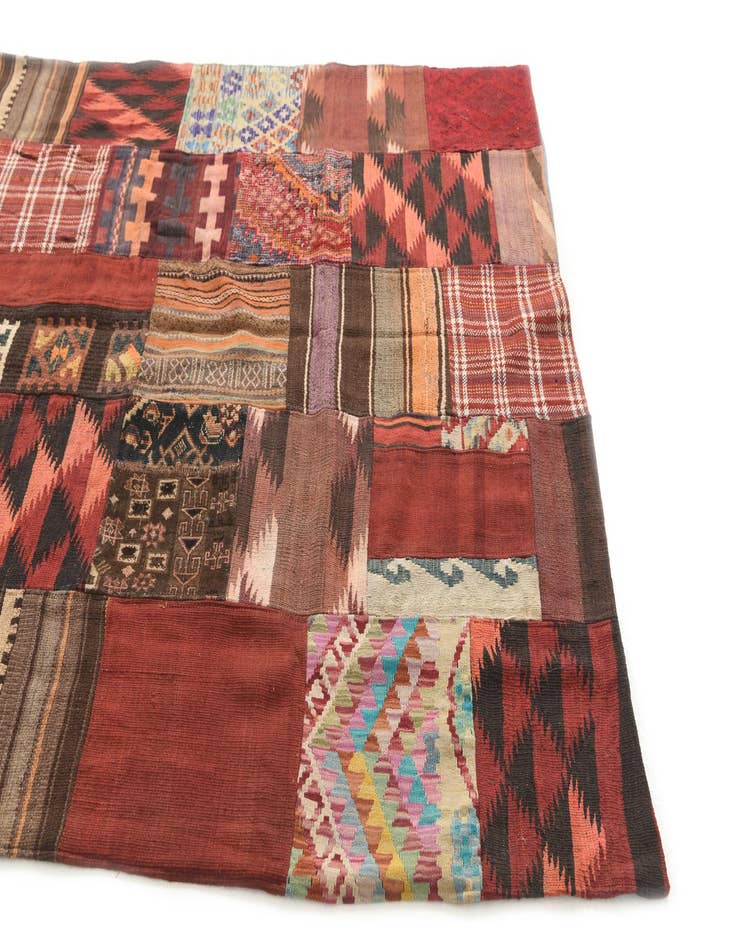 Detail image of  5' 6 x 8'  Hand Woven Kilim Patchwork Wool Rug