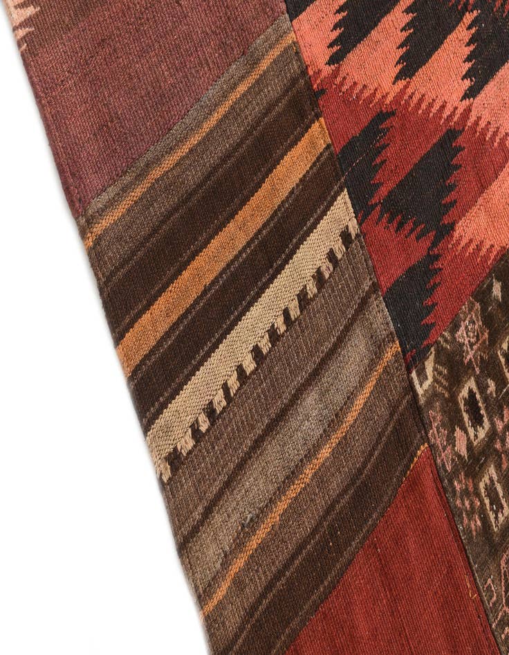 Detail image of  5' 6 x 8'  Hand Woven Kilim Patchwork Wool Rug