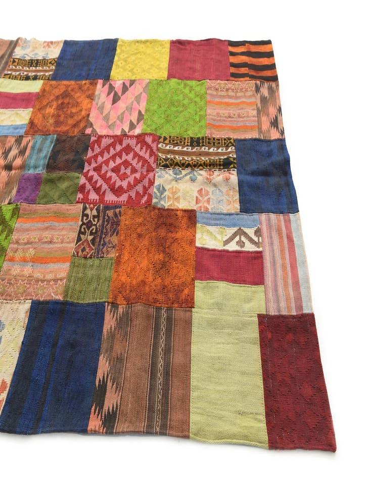 Detail image of  5' 9 x 7' 10  Hand Woven Kilim Patchwork Wool Rug