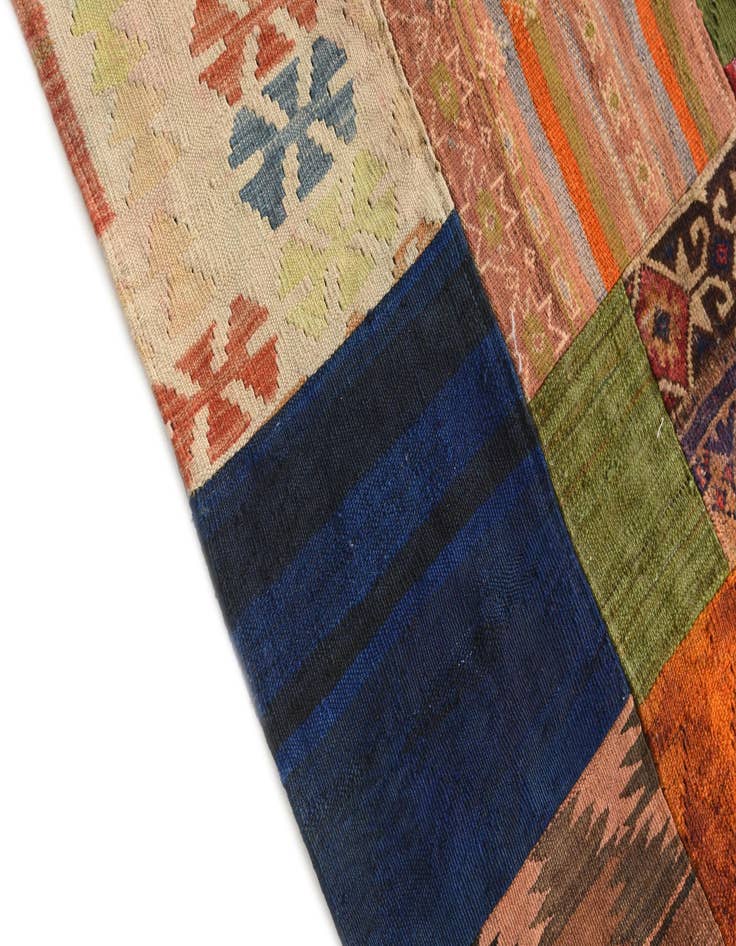 Detail image of  5' 9 x 7' 10  Hand Woven Kilim Patchwork Wool Rug