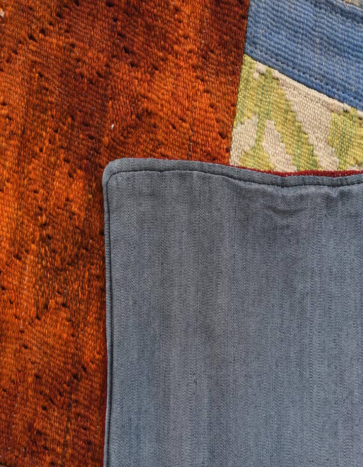 Detail image of  5' 9 x 7' 10  Hand Woven Kilim Patchwork Wool Rug