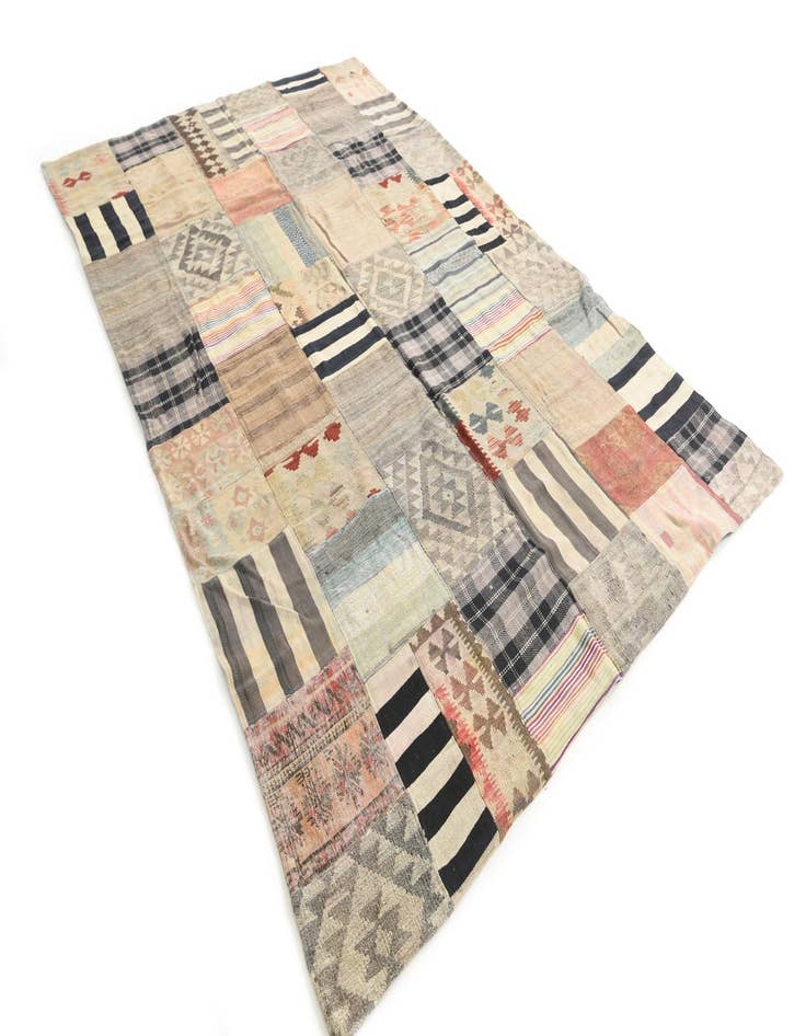 Detail image of  6' 4 x 10'  Hand Woven Kilim Patchwork Wool Rug