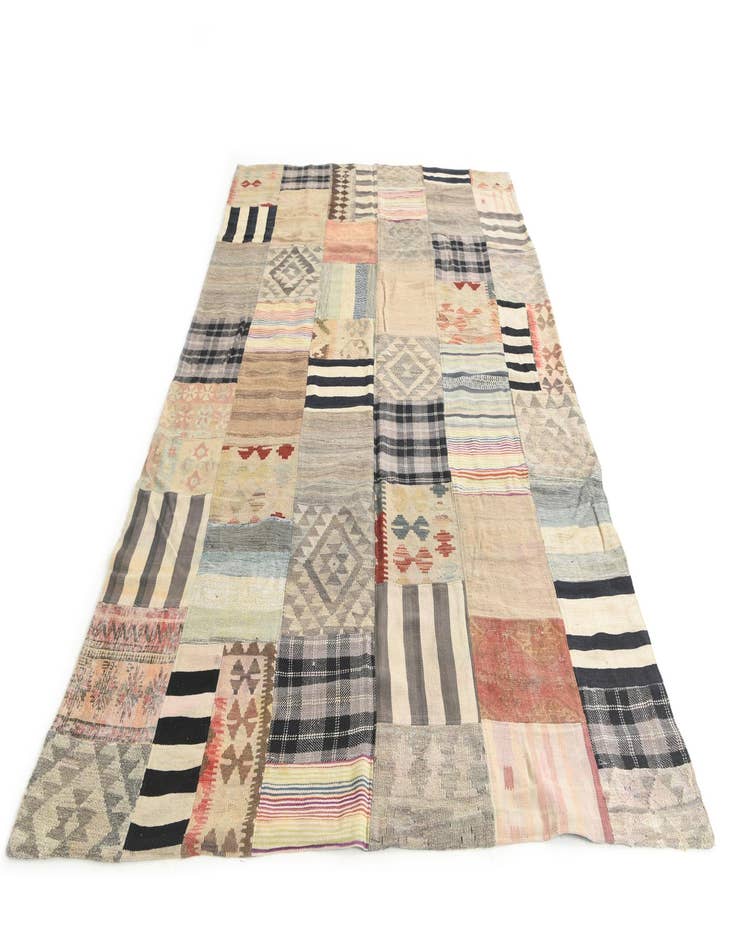 Detail image of  6' 4 x 10'  Hand Woven Kilim Patchwork Wool Rug