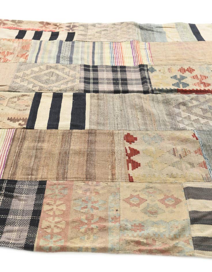 Detail image of  6' 4 x 10'  Hand Woven Kilim Patchwork Wool Rug