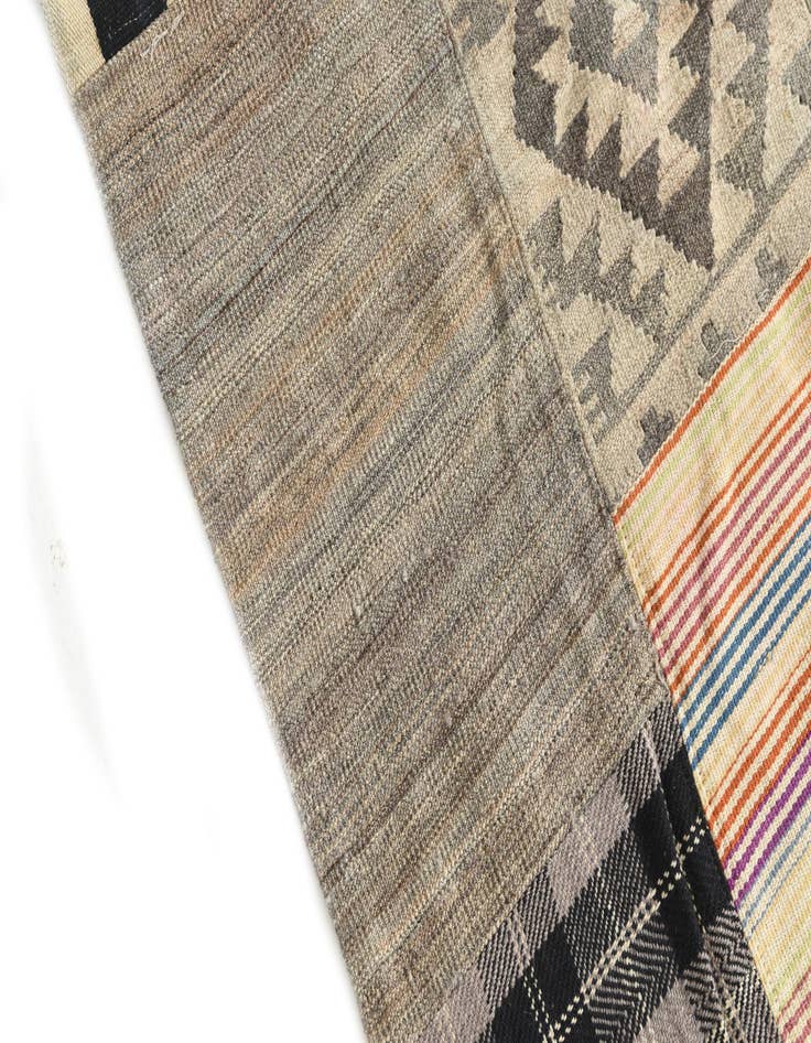 Detail image of  6' 4 x 10'  Hand Woven Kilim Patchwork Wool Rug