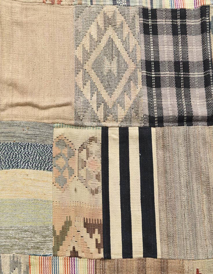 Detail image of  6' 4 x 10'  Hand Woven Kilim Patchwork Wool Rug