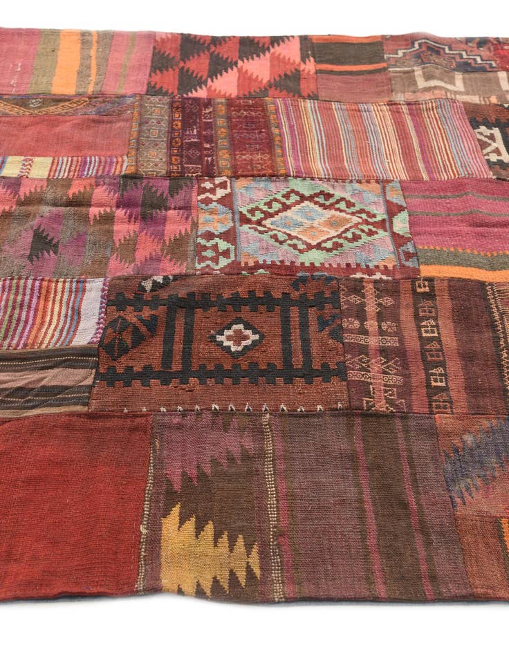 Detail image of  5' x 6' 5  Hand Woven Kilim Patchwork Wool Rug
