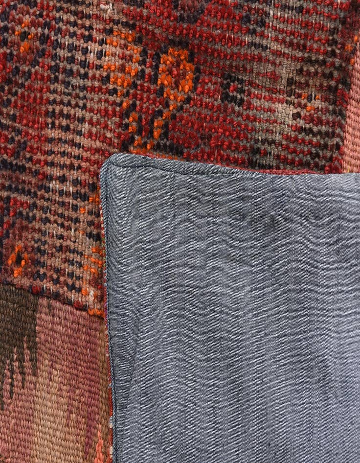 Detail image of  4' 2 x 6'  Hand Woven Kilim Patchwork Wool Rug