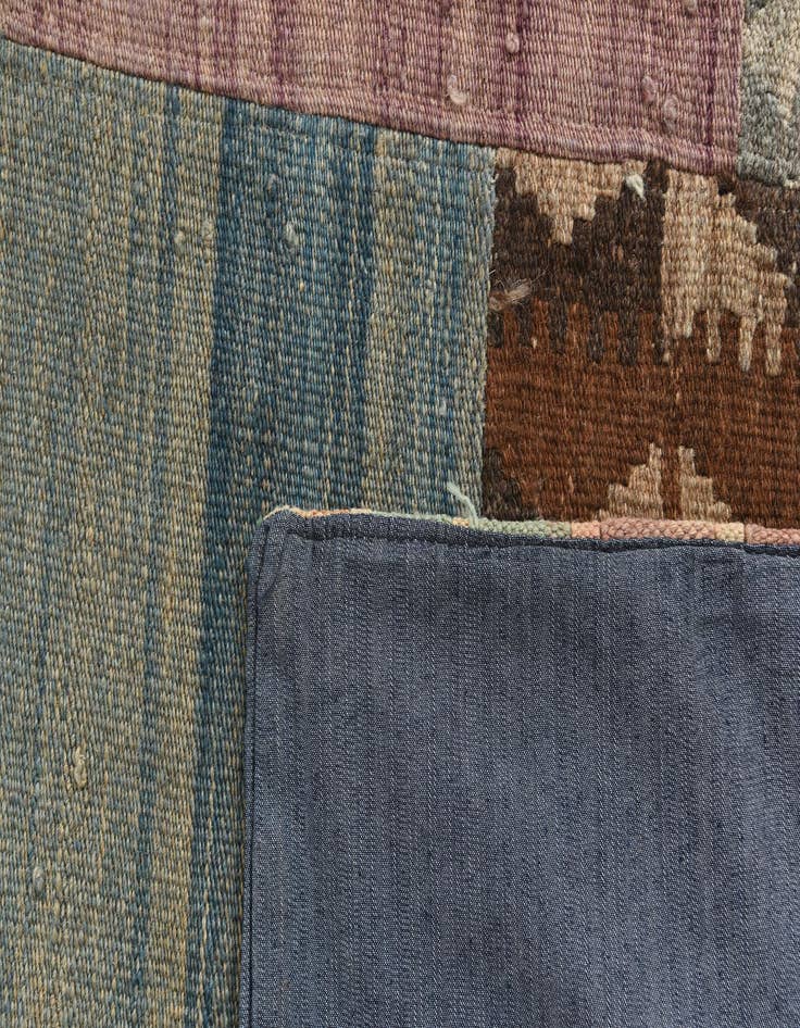 Detail image of  6' 2 x 7' 4  Hand Woven Kilim Patchwork Wool Rug