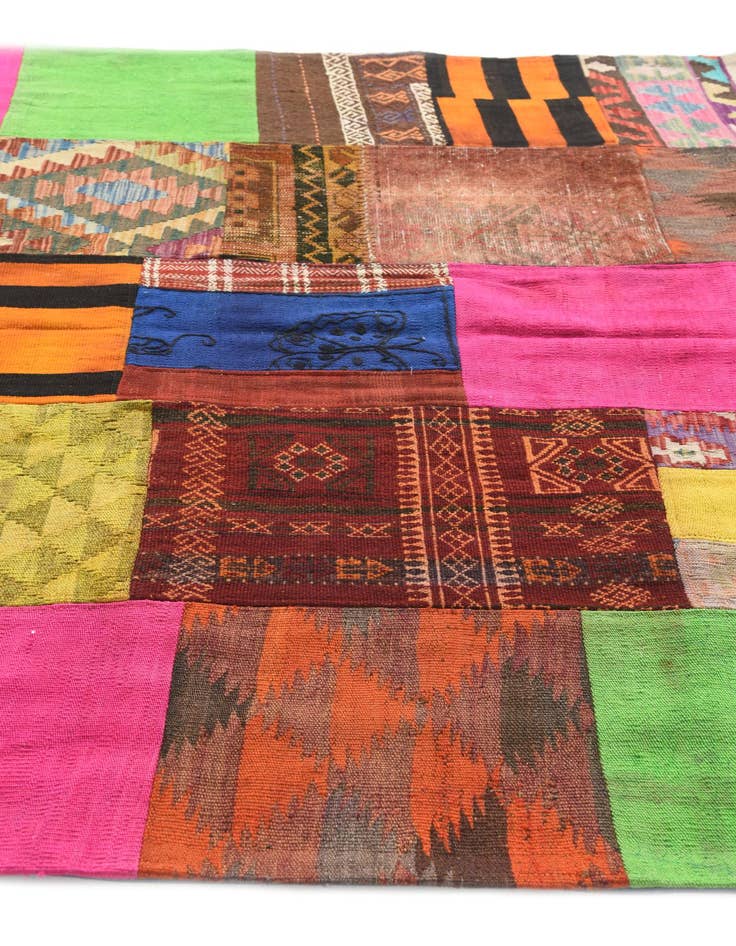 Detail image of  5' 6 x 7' 10  Hand Woven Kilim Patchwork Wool Rug