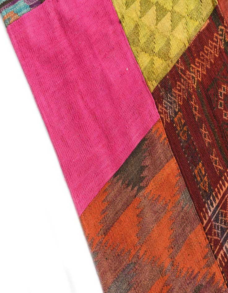 Detail image of  5' 6 x 7' 10  Hand Woven Kilim Patchwork Wool Rug