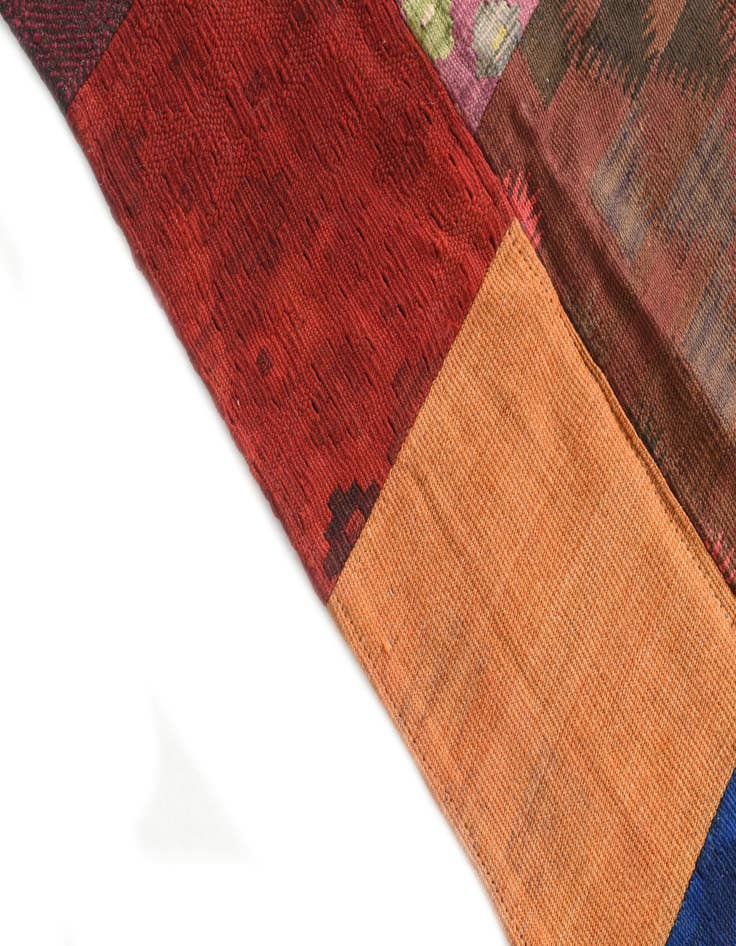 Detail image of  4' 1 x 6'  Hand Woven Kilim Patchwork Wool Rug