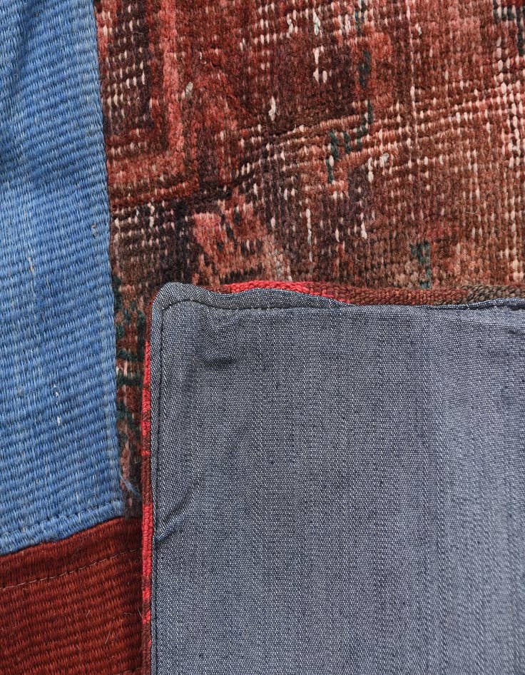 Detail image of  4' 1 x 6'  Hand Woven Kilim Patchwork Wool Rug