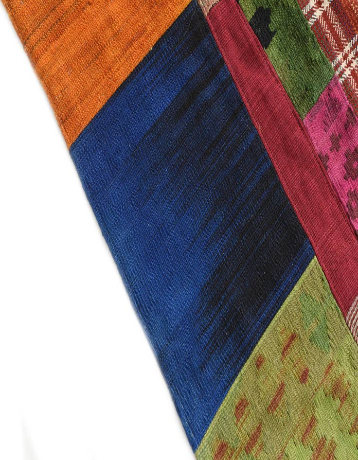 Detail image of  5' 8 x 7' 8  Hand Woven Kilim Patchwork Wool Rug