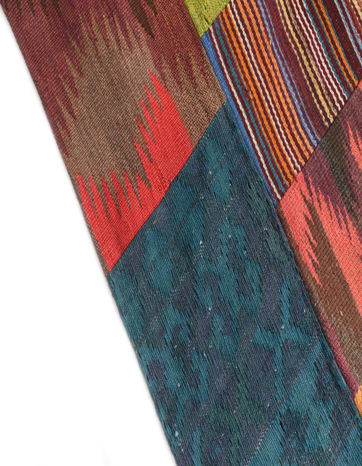 Detail image of  4' 1 x 5' 9  Hand Woven Kilim Patchwork Wool Rug