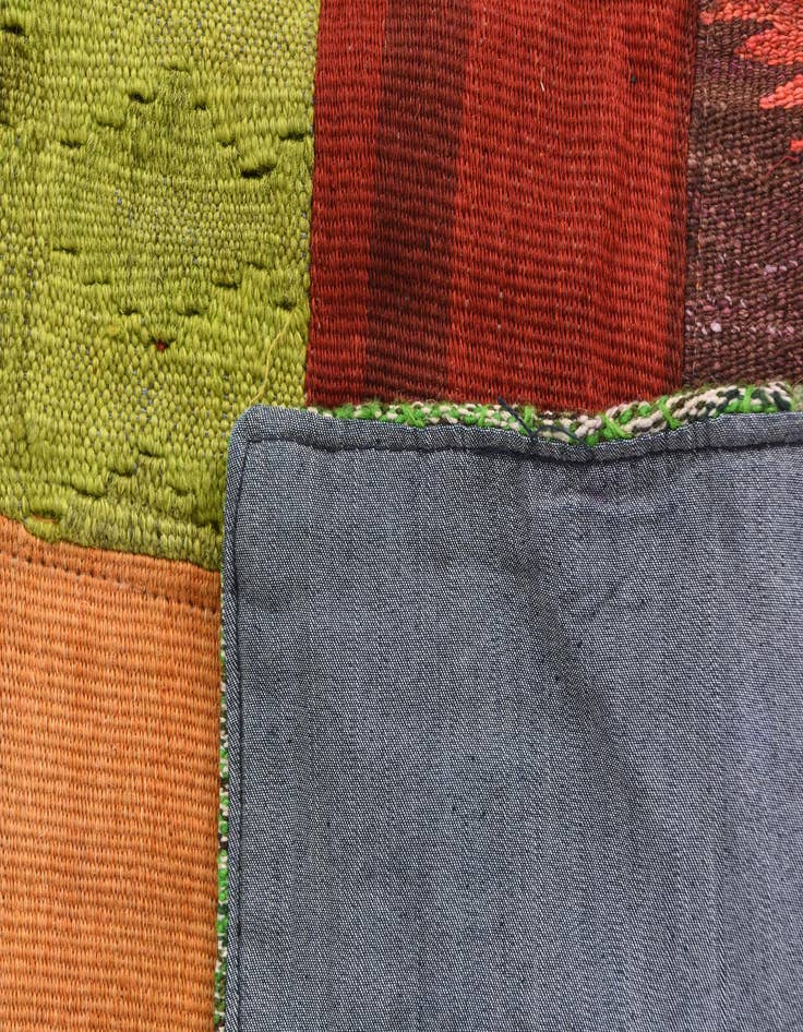 Detail image of  4' 1 x 5' 9  Hand Woven Kilim Patchwork Wool Rug