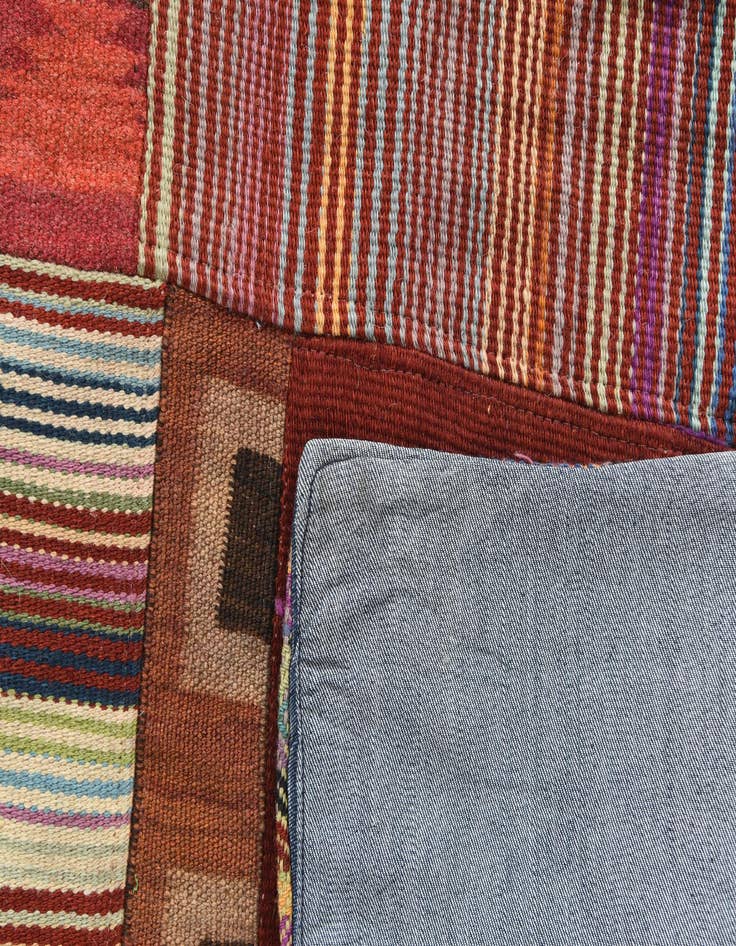 Detail image of  4' 5 x 7'  Hand Woven Kilim Patchwork Wool Rug