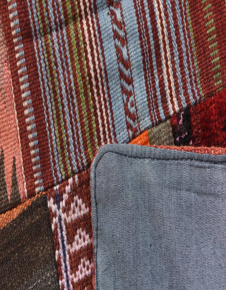 Detail image of  4' 1 x 5' 10  Hand Woven Kilim Patchwork Wool Rug