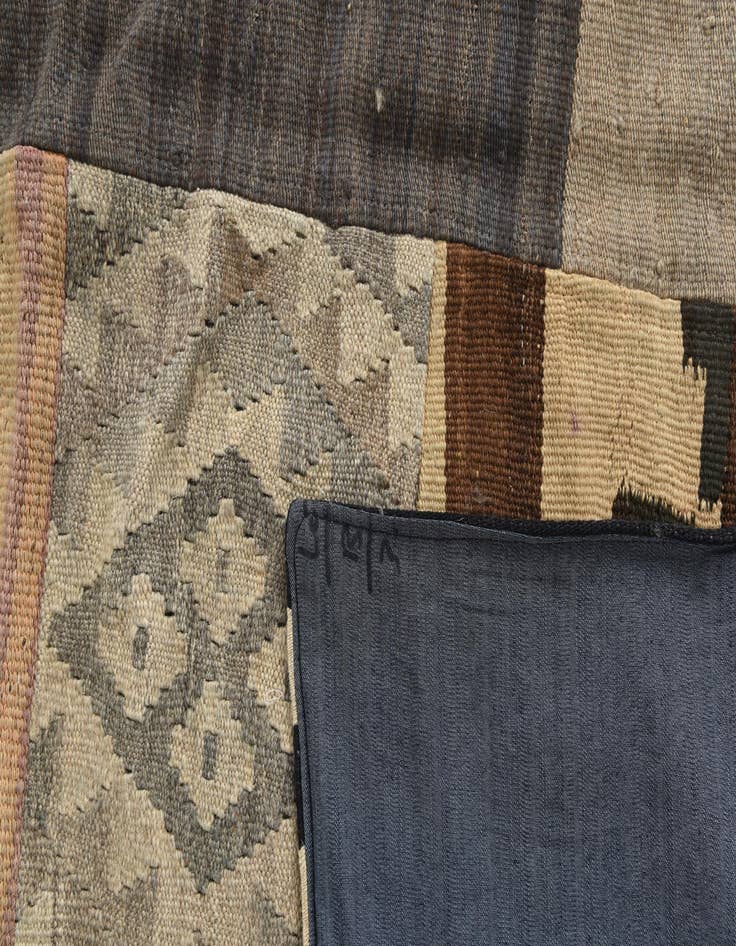 Detail image of  6' 7 x 9' 7  Hand Woven Kilim Patchwork Wool Rug