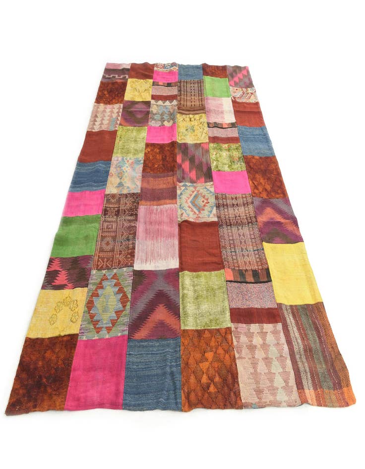 Detail image of  6' 6 x 9' 10  Hand Woven Kilim Patchwork Wool Rug