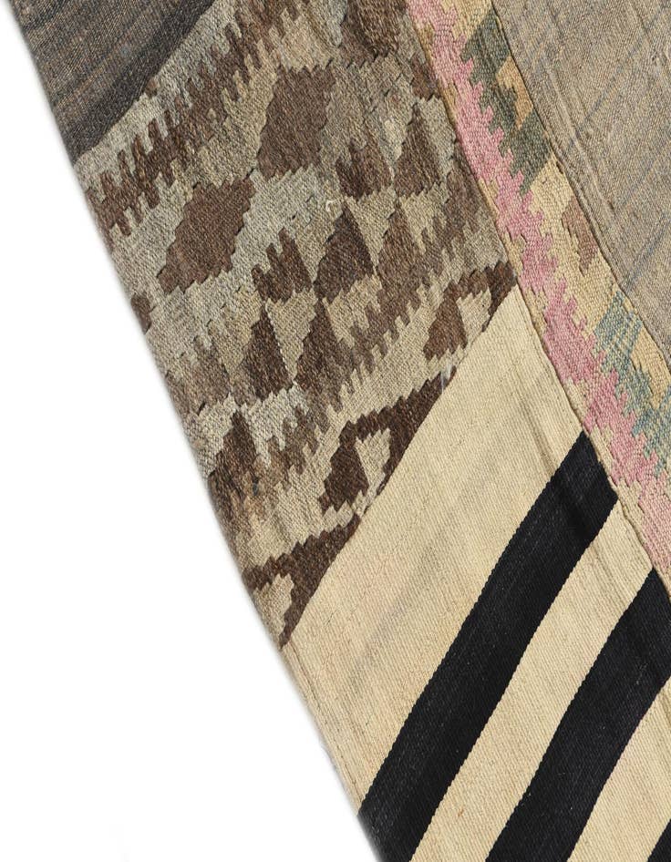 Detail image of  5' 3 x 7' 10  Hand Woven Kilim Patchwork Wool Rug