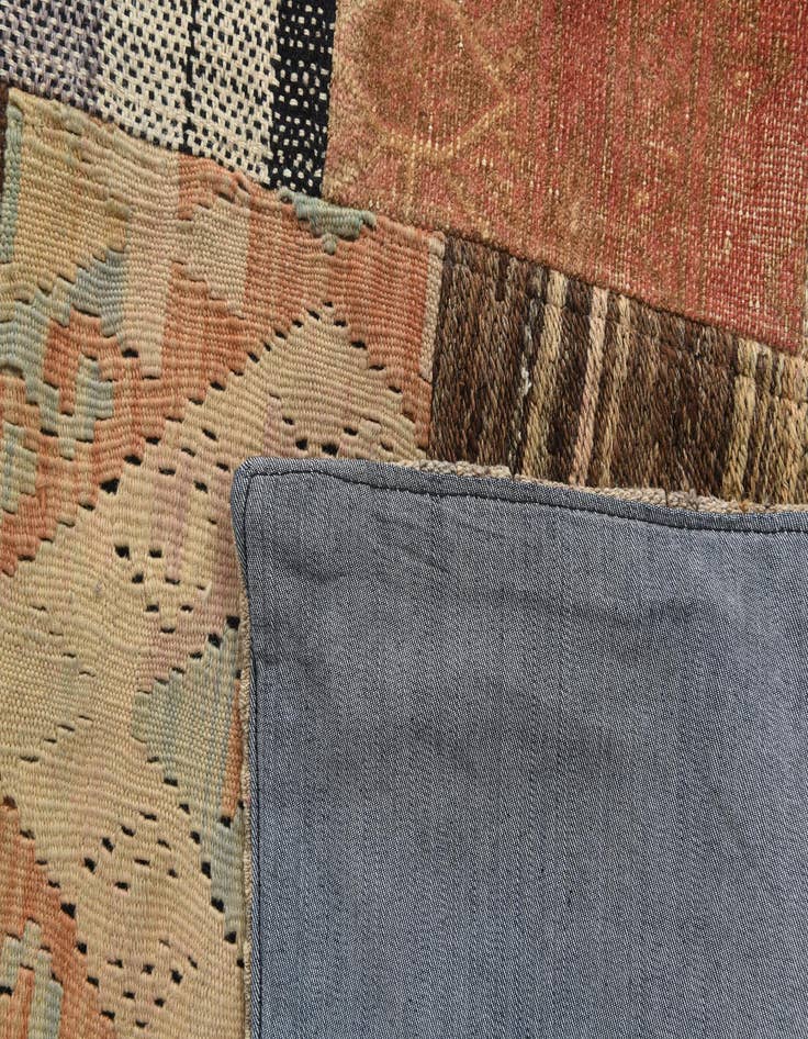 Detail image of  6' 6 x 9' 9  Hand Woven Kilim Patchwork Wool Rug