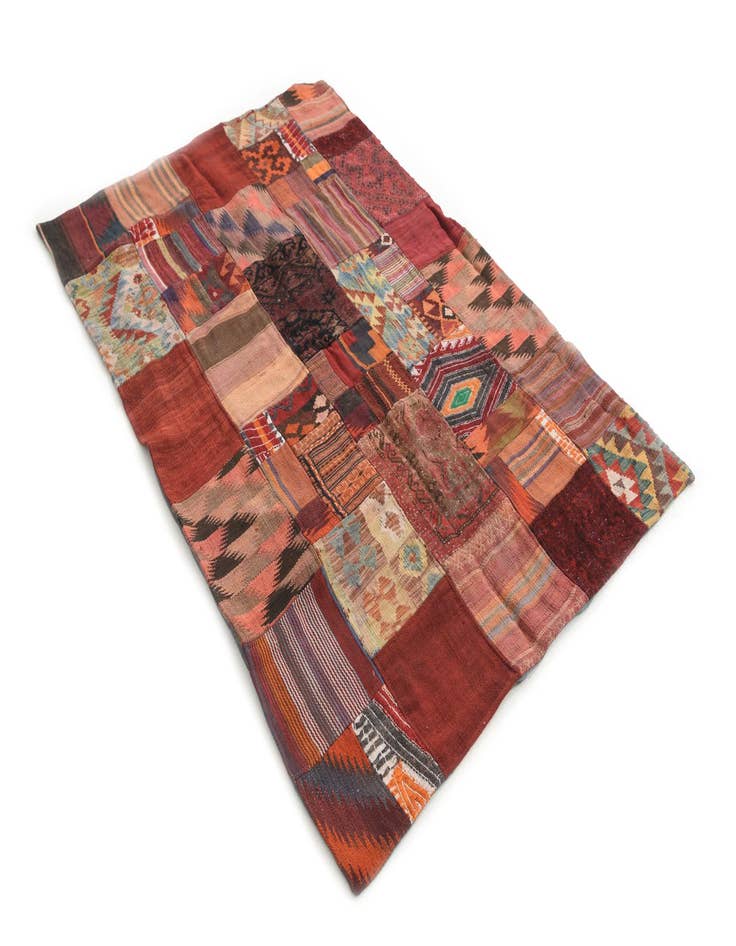 Detail image of  4' x 6'  Hand Woven Kilim Patchwork Wool Rug