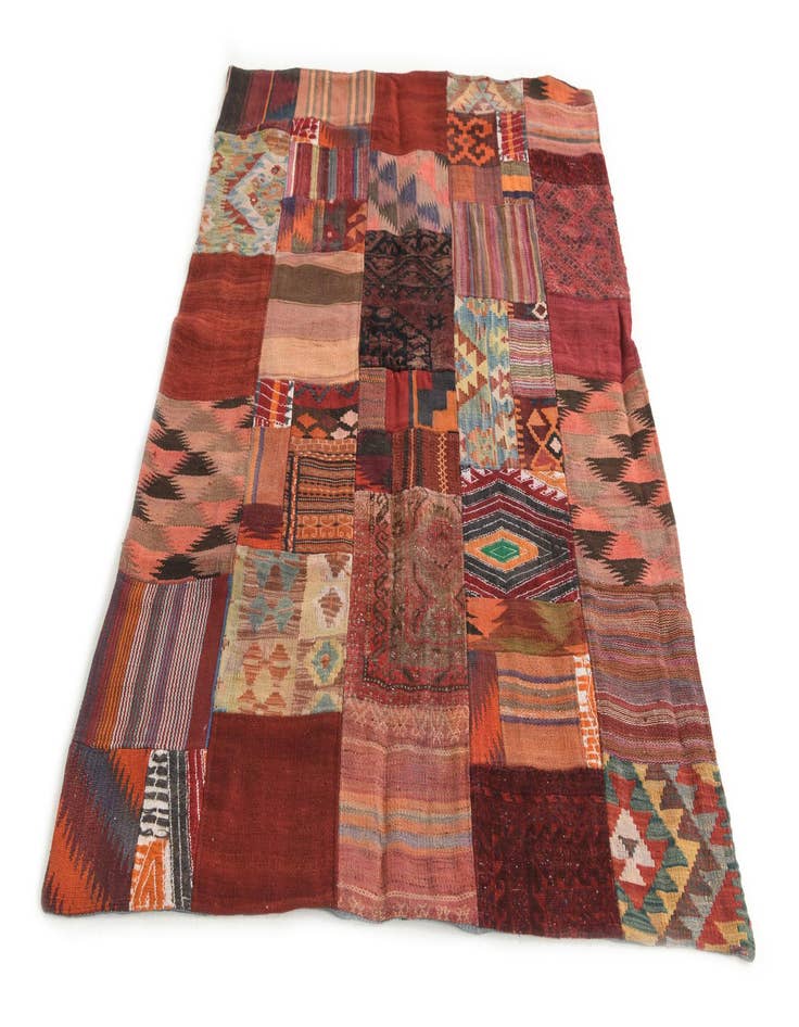 Detail image of  4' x 6'  Hand Woven Kilim Patchwork Wool Rug