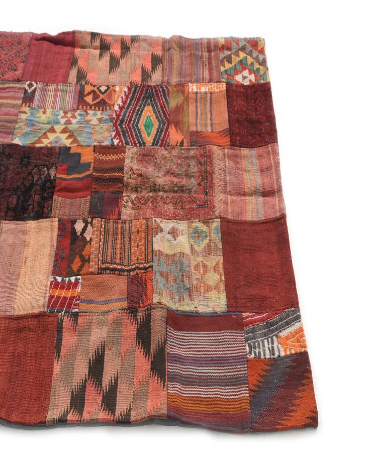 Detail image of  4' x 6'  Hand Woven Kilim Patchwork Wool Rug