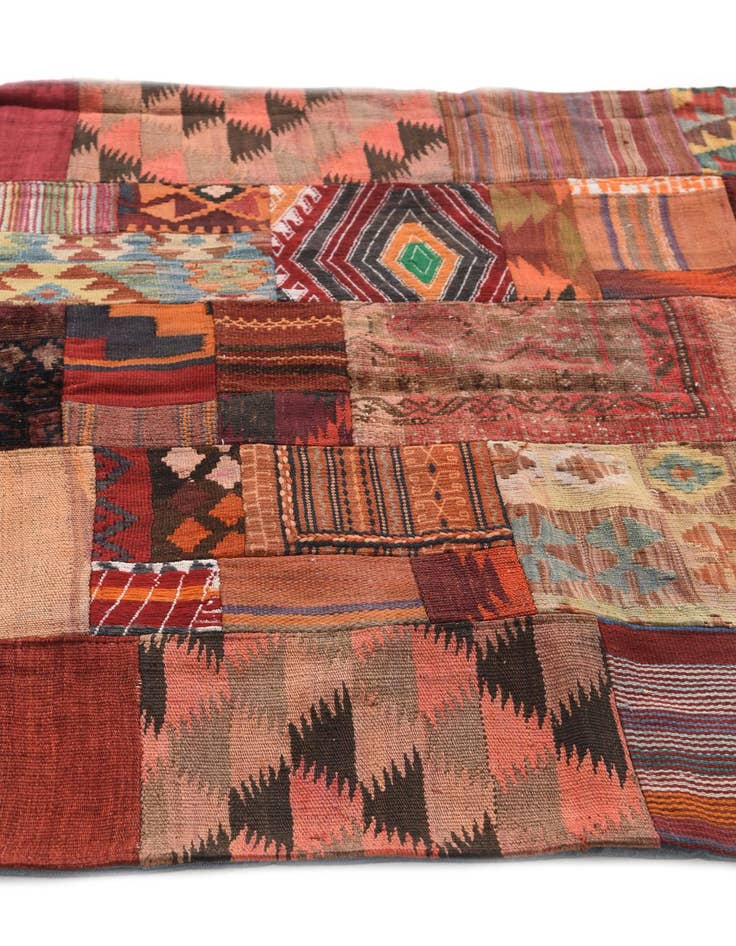 Detail image of  4' x 6'  Hand Woven Kilim Patchwork Wool Rug
