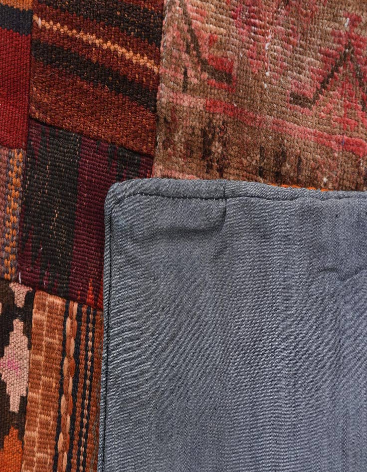 Detail image of  4' x 6'  Hand Woven Kilim Patchwork Wool Rug