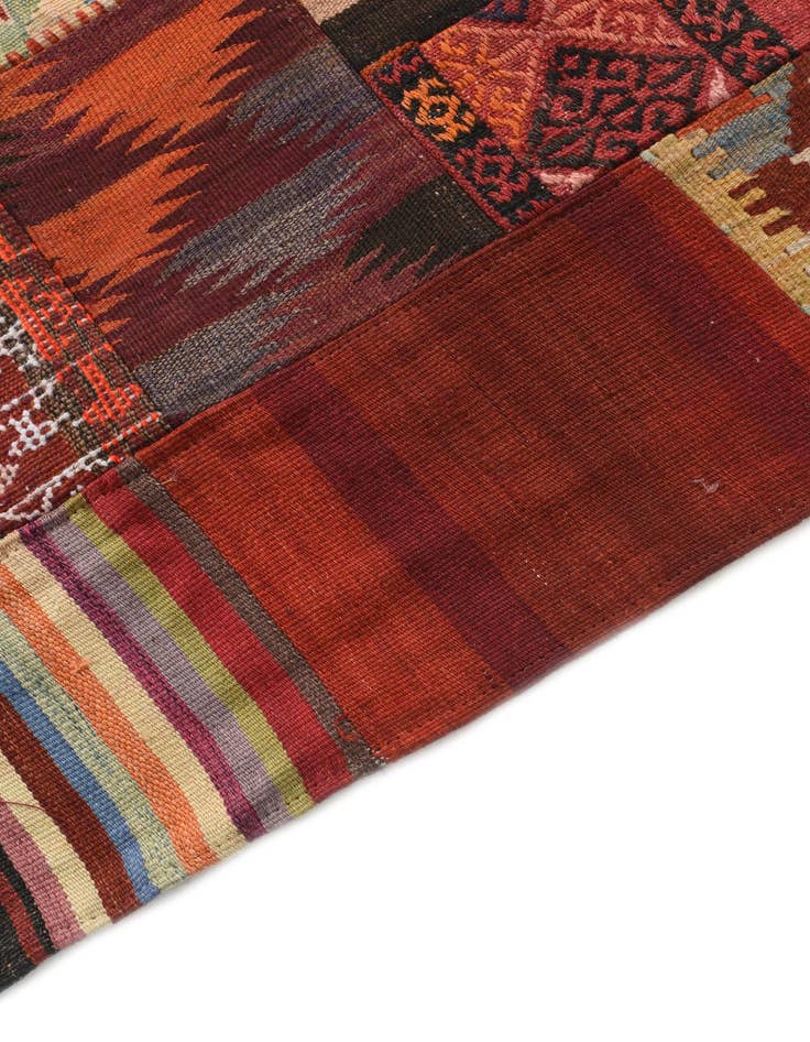 Detail image of  4' 2 x 5' 10  Hand Woven Kilim Patchwork Wool Rug
