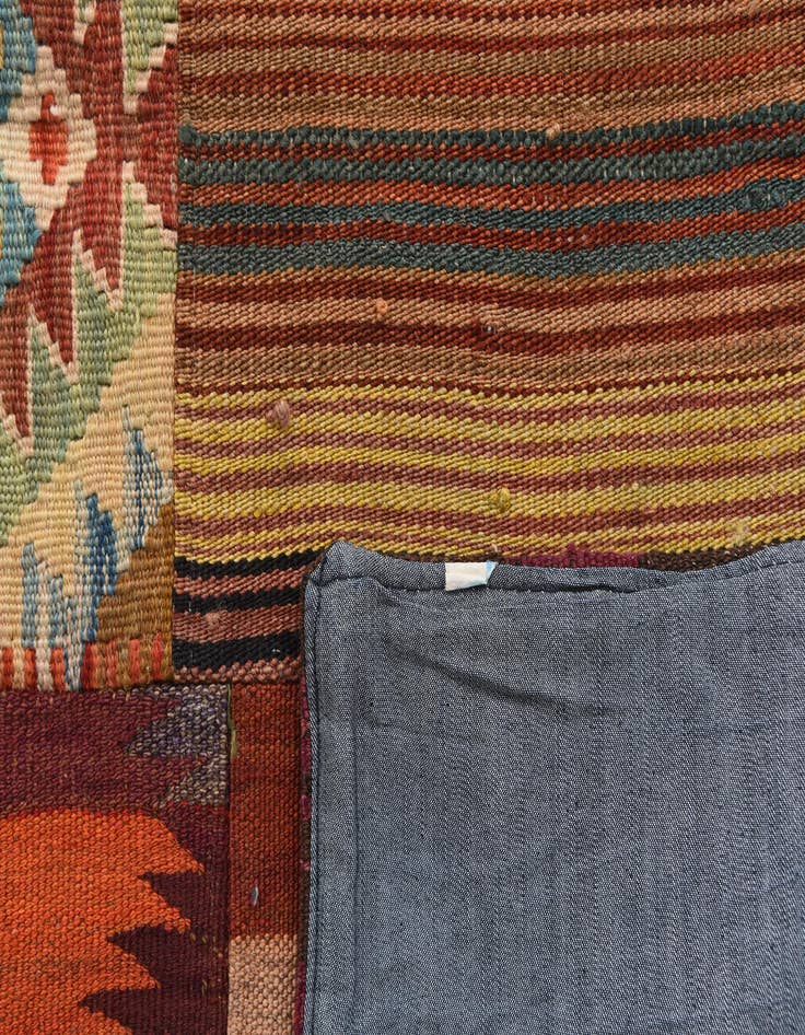 Detail image of  4' 2 x 5' 10  Hand Woven Kilim Patchwork Wool Rug