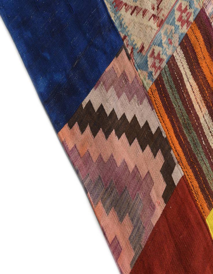 Detail image of  6' 7 x 9' 10  Hand Woven Kilim Patchwork Wool Rug