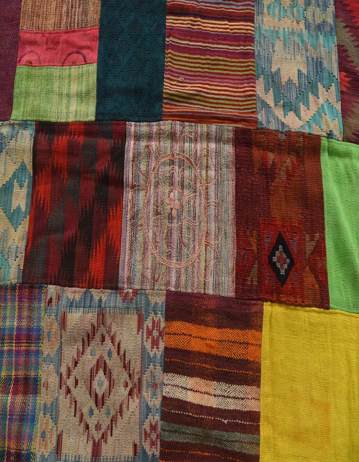 Detail image of  6' 7 x 9' 10  Hand Woven Kilim Patchwork Wool Rug