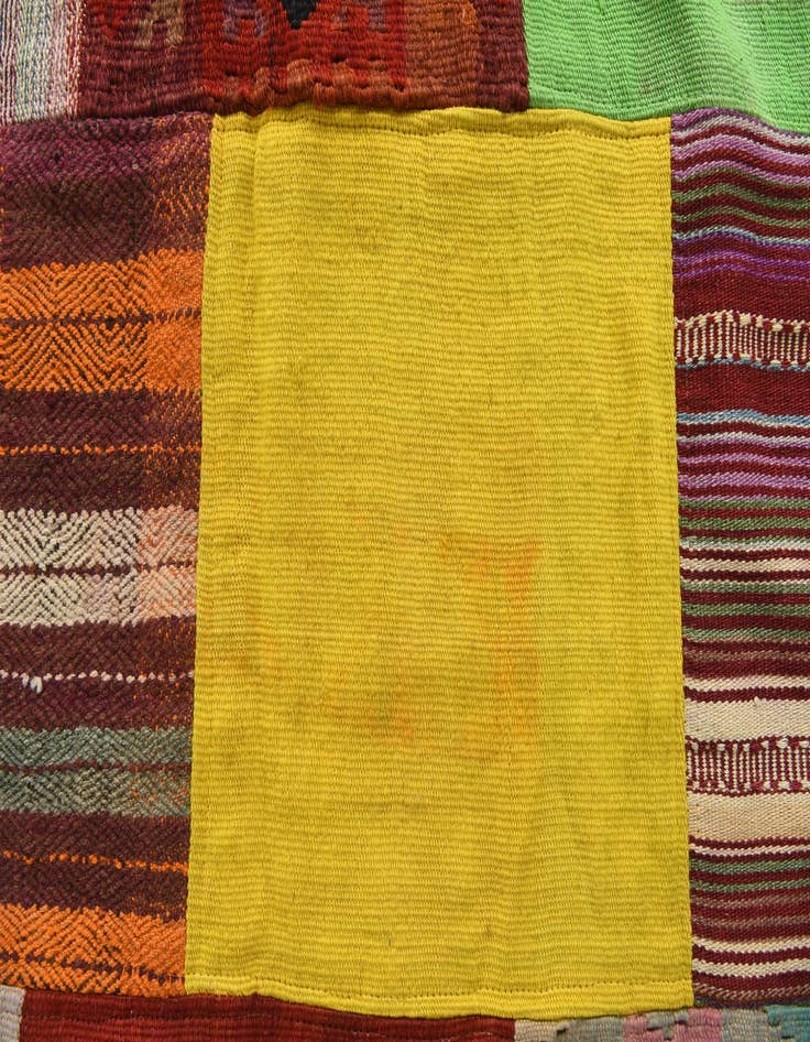 Detail image of  6' 7 x 9' 10  Hand Woven Kilim Patchwork Wool Rug