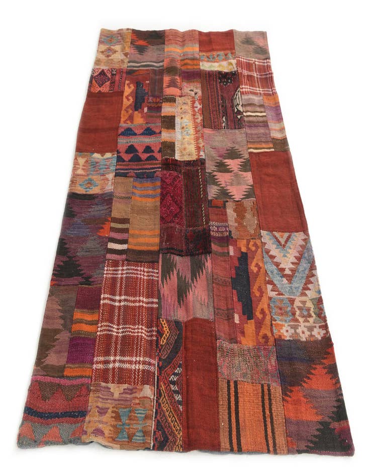 Detail image of  4' x 6'  Hand Woven Kilim Patchwork Wool Rug