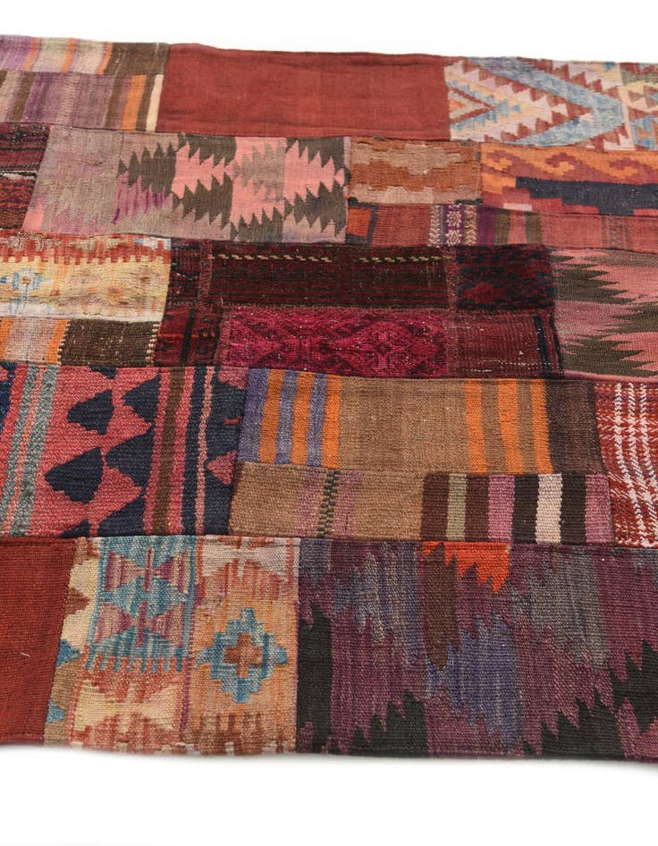 Detail image of  4' x 6'  Hand Woven Kilim Patchwork Wool Rug