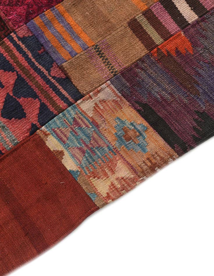 Detail image of  4' x 6'  Hand Woven Kilim Patchwork Wool Rug
