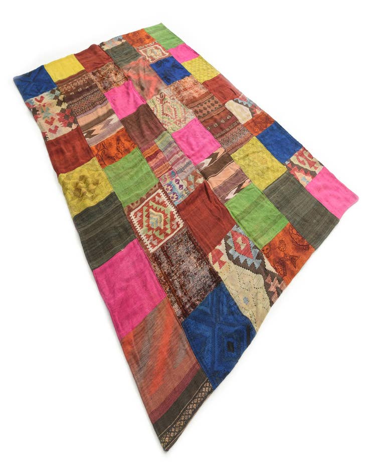 Detail image of  6' 8 x 9' 4  Hand Woven Kilim Patchwork Wool Rug