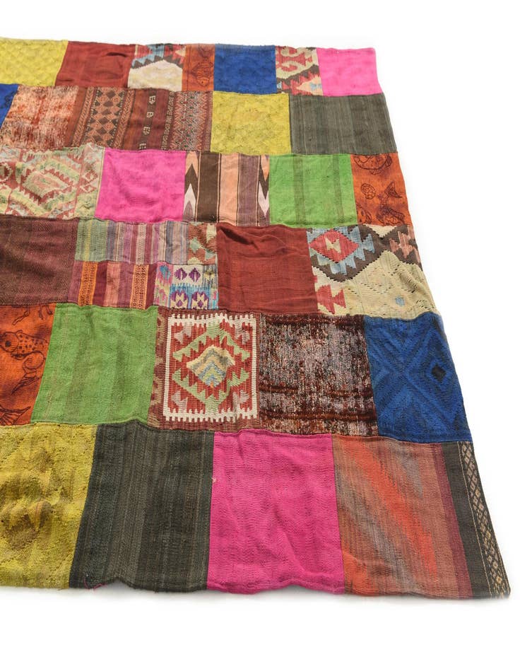 Detail image of  6' 8 x 9' 4  Hand Woven Kilim Patchwork Wool Rug