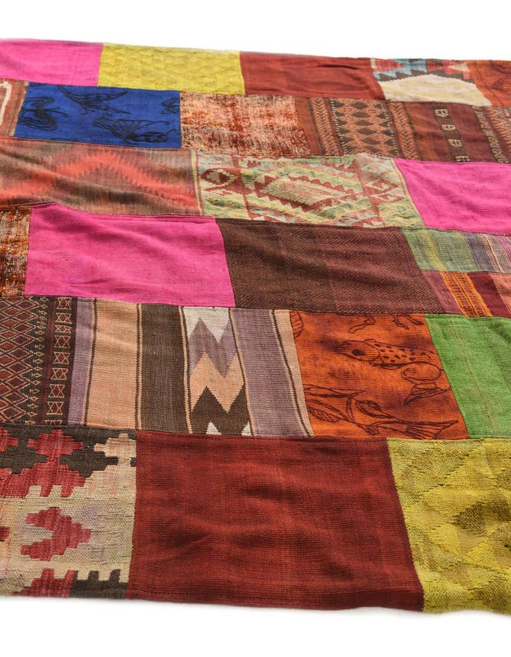 Detail image of  6' 8 x 9' 4  Hand Woven Kilim Patchwork Wool Rug