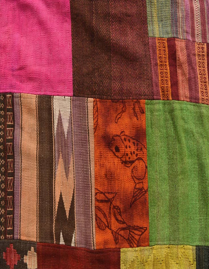 Detail image of  6' 8 x 9' 4  Hand Woven Kilim Patchwork Wool Rug