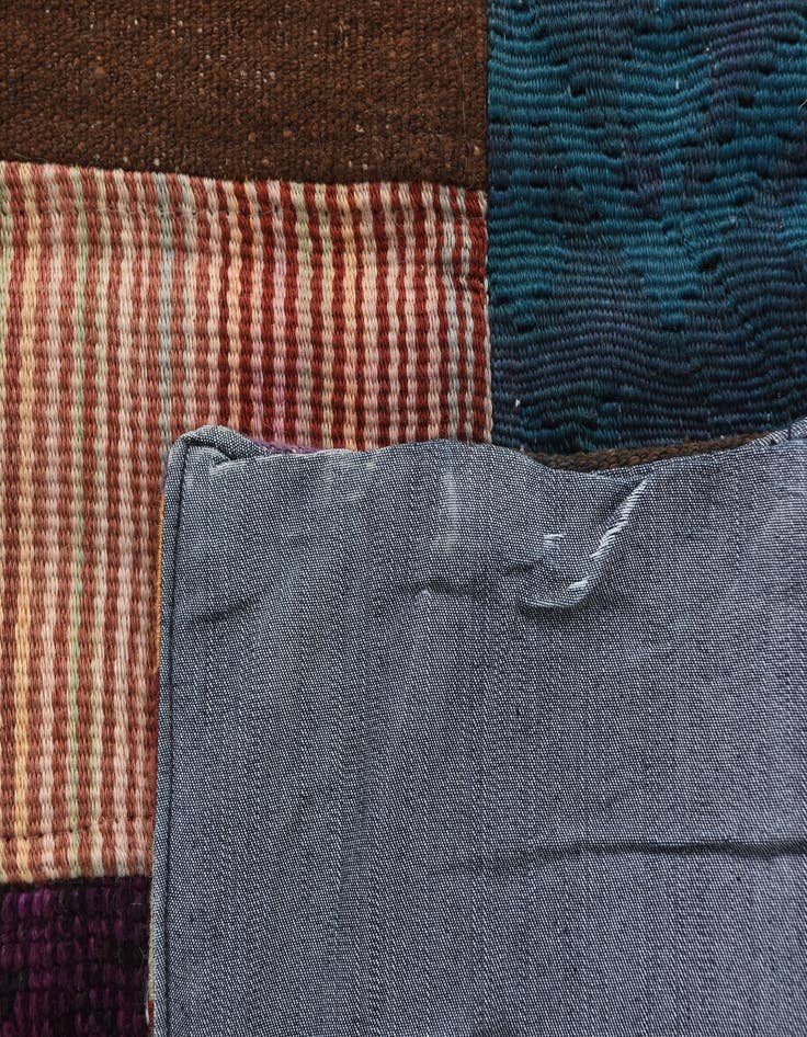 Detail image of  4' 3 x 6'  Hand Woven Kilim Patchwork Wool Rug