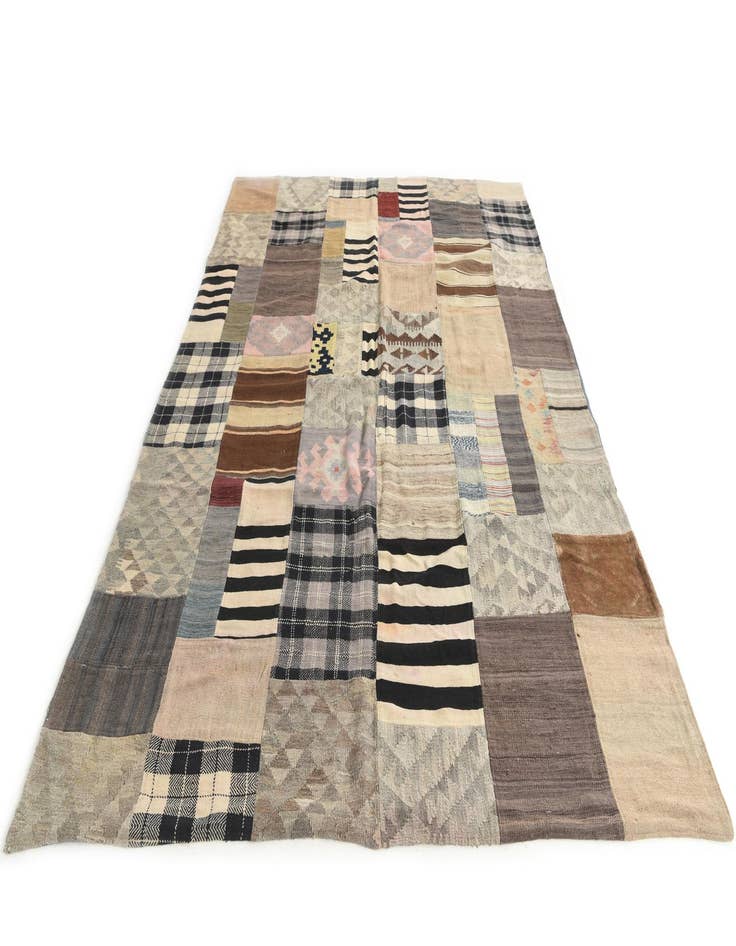 Detail image of  6' 7 x 9' 6  Hand Woven Kilim Patchwork Wool Rug