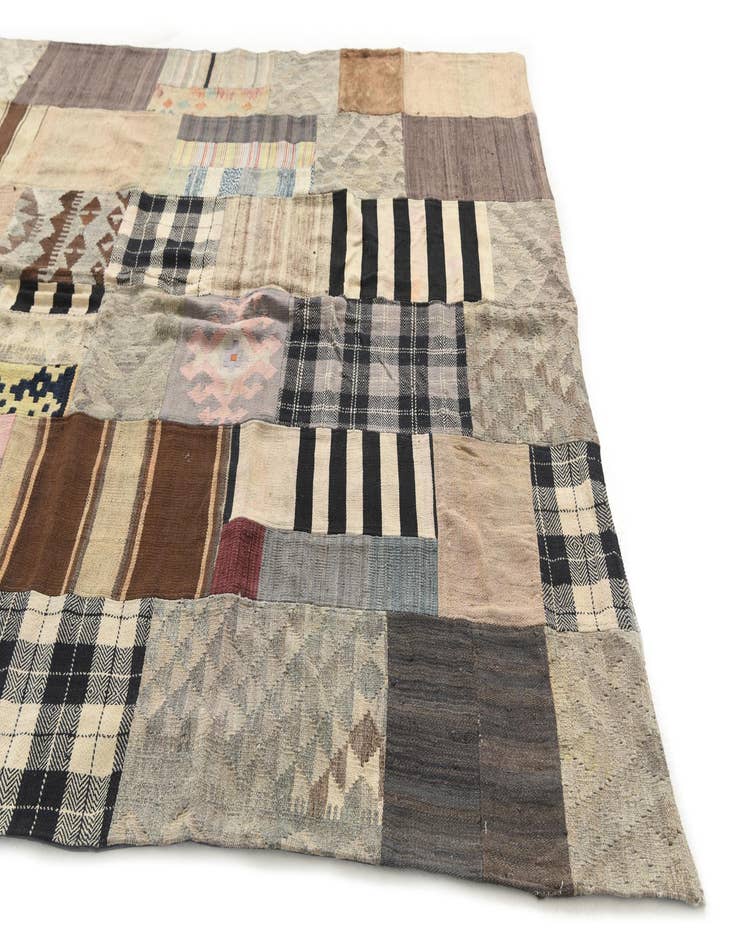 Detail image of  6' 7 x 9' 6  Hand Woven Kilim Patchwork Wool Rug