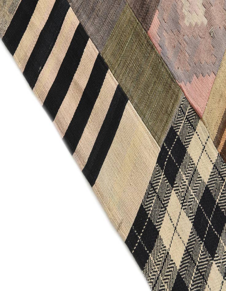 Detail image of  6' 7 x 9' 6  Hand Woven Kilim Patchwork Wool Rug