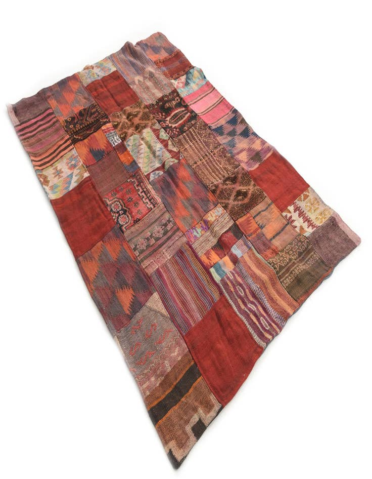 Detail image of  4' x 6'  Hand Woven Kilim Patchwork Wool Rug