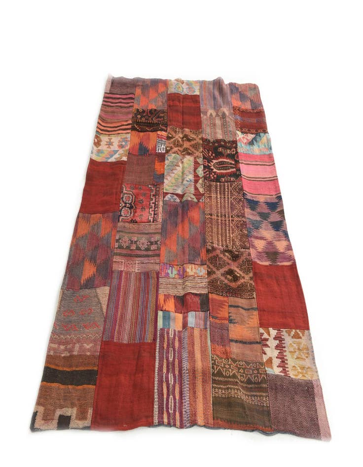 Detail image of  4' x 6'  Hand Woven Kilim Patchwork Wool Rug