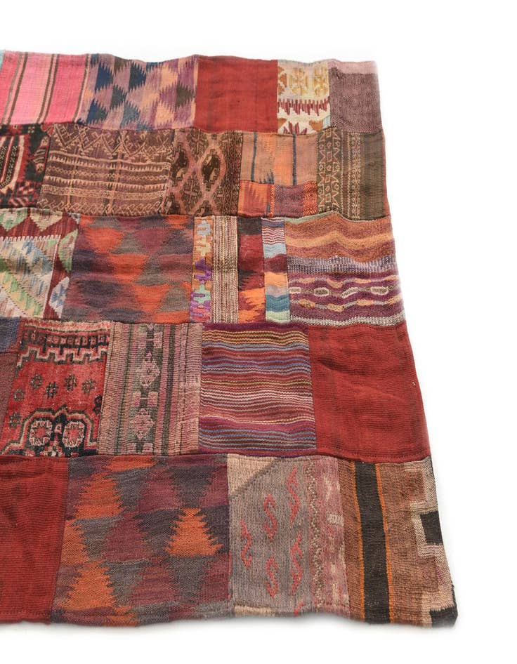 Detail image of  4' x 6'  Hand Woven Kilim Patchwork Wool Rug